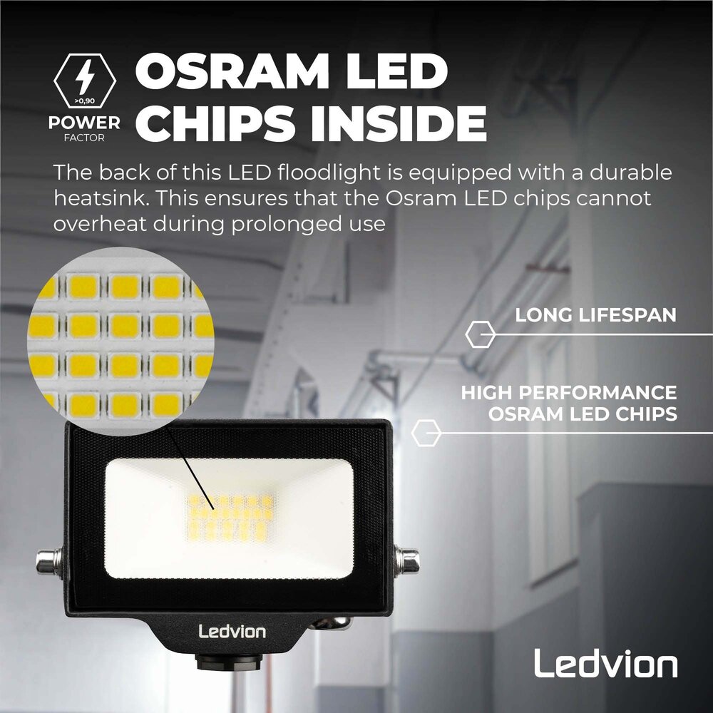 Ledvion Proiettore LED 10W - Osram - IP65 - 110lm/W - Colore Bianco