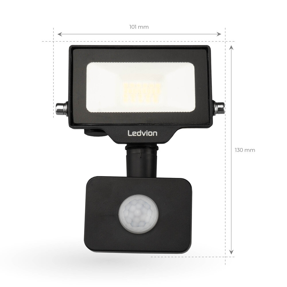 Ledvion Proiettore LED 10W - Osram - Sensore di Movimento - IP65 - 110lm/W - 6500K