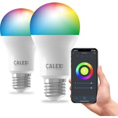 2x Calex Smart LED Lampadina - Dimmerabile - E27 - 9.4W - RGB + CCT