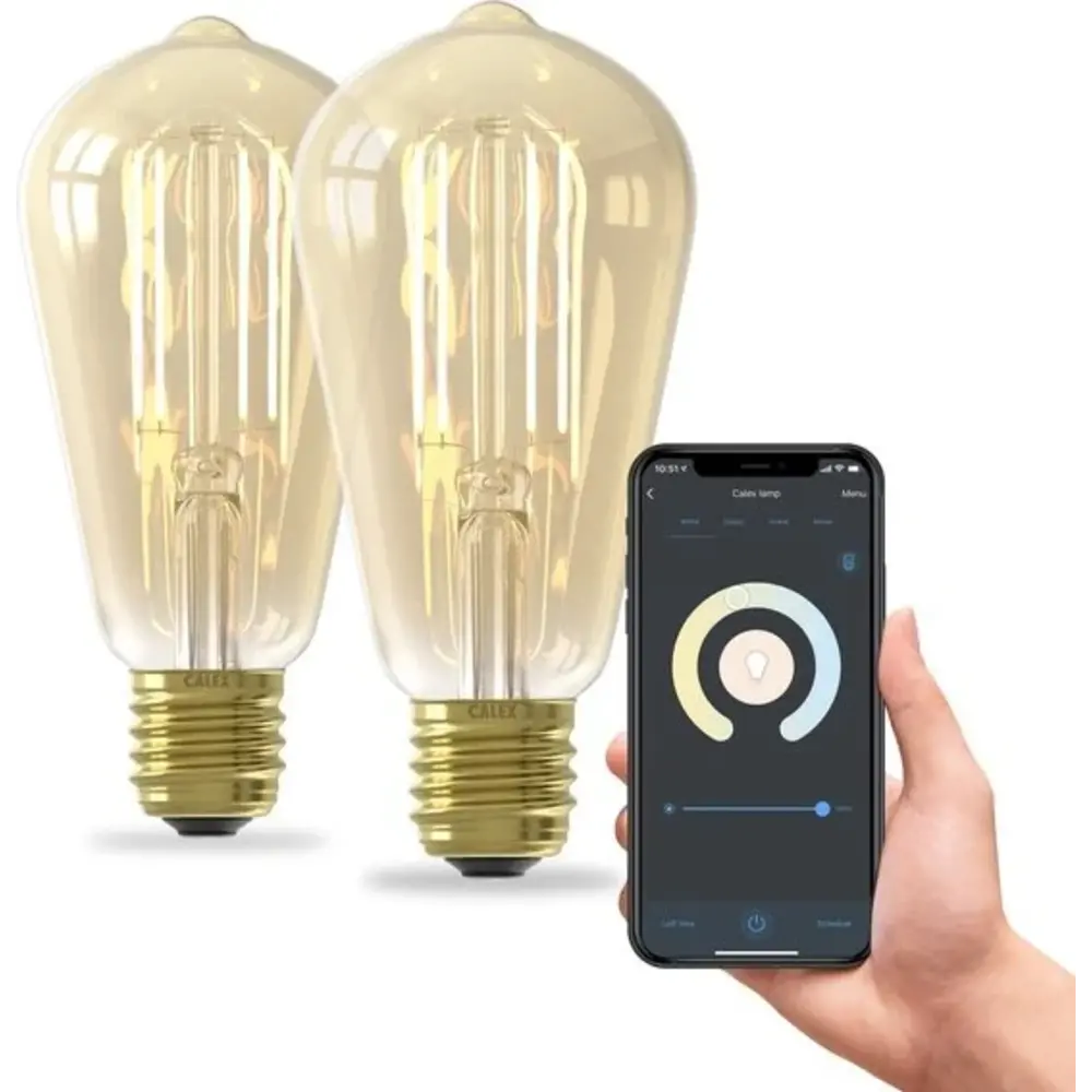Calex 2x Calex Smart LED Lampadina Filamento - Dimmerabile - E27 - 7W - CCT