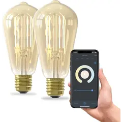 2x Calex Smart LED Lampadina Filamento - Dimmerabile - E27 - 7W - CCT