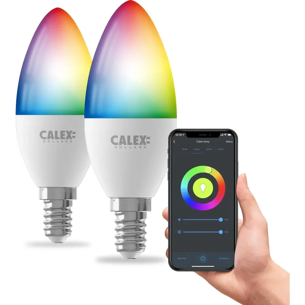 Calex 2x Calex Smart LED Lampadina - Dimmerabile - E14 - 4.9W - RGB + CCT