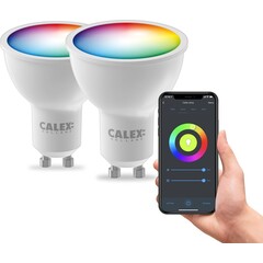 2x Calex Smart LED Lampadina - Dimmerabile - GU10 - 4.9W - RGB + CCT