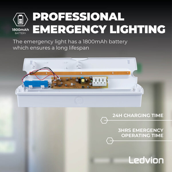 Ledvion 3.5W Lampada di Emergenza LED da soffitto - con batteria - 6500K - Montaggio a soffitto/Montaggio a parete