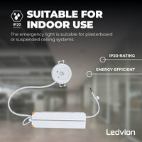 Ledvion 3.5W Faretti di Emergenza LED da soffitto - con batteria - 6500K - Montaggio a soffitto/Montaggio a parete