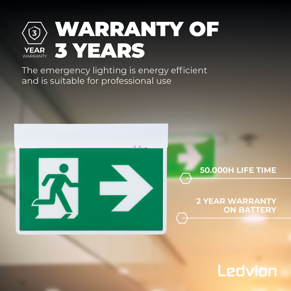 Ledvion 4.5W Lampada di Emergenza LED da soffitto - con batteria - 6500K - Montaggio a soffitto