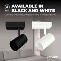 Ledvion Plafoniera LED Da Soffitto Orientabili - 5W - 6500K - Nera - Attacco GU10