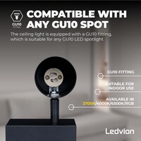 Ledvion Plafoniera LED Da Soffitto Orientabili - 5W - 2700K - Nera - 2 Posti - Attacco GU10