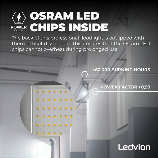 Ledvion Proiettore LED 150W - Osram - Sensore di Movimento - IP44 - 120lm/W - 6500K - 5 Anni di Garanzia
