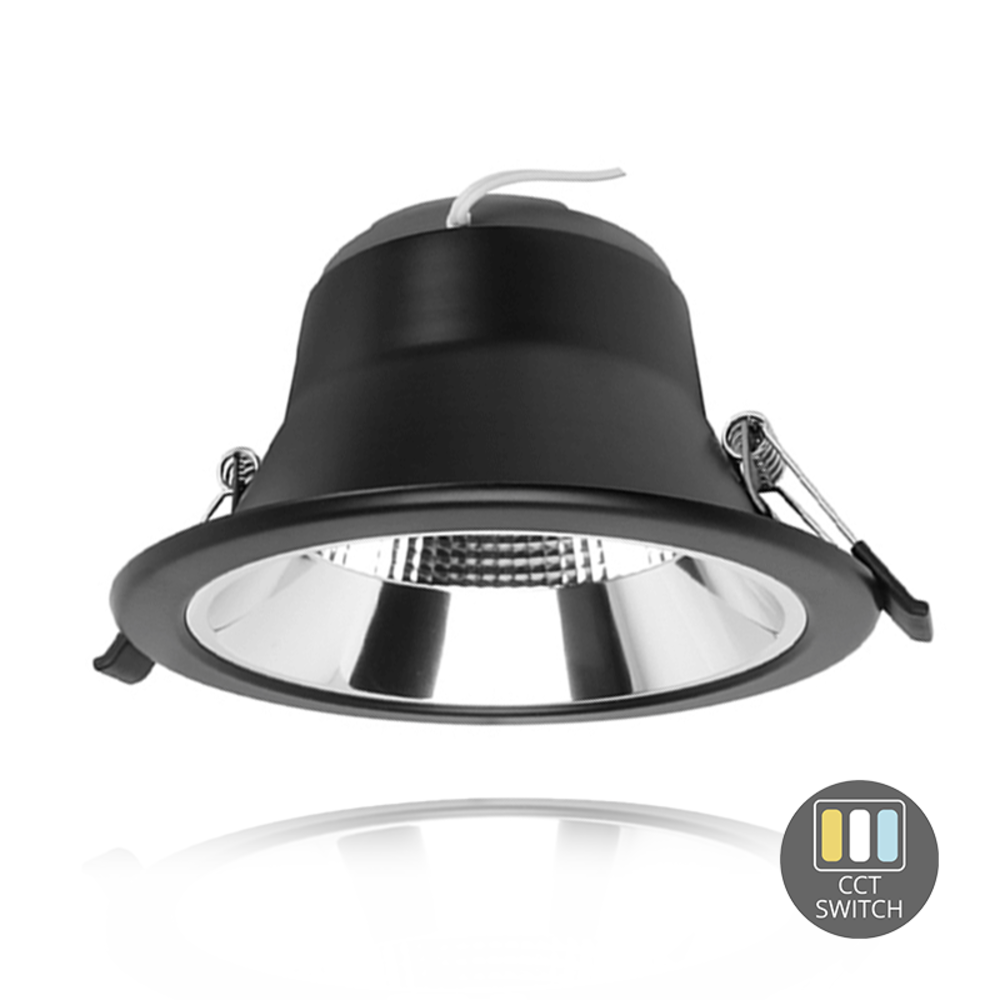 Lampadashop Downlight LED con Riflettore - 15W - Ø120 mm - CCT-Switch - Nero - 5 anni di garanzia