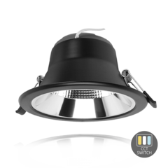 Downlight LED con Riflettore - SIA - 15W - Ø120 mm - CCT-Switch - Nero