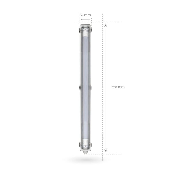 Ledvion Plafoniera Tubo LED da 60 cm - Stagna - 7W - 6500K - IP65 - con Tubo LED