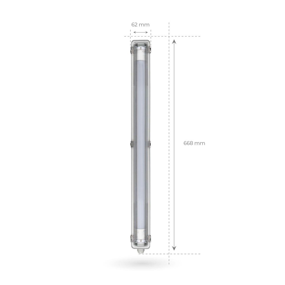 Ledvion Plafoniera Tubo LED da 60 cm - 6.3W - 1100 Lumen - 6500K - Alta Efficienza - Etichetta Energetica C - IP65 - con Tubo LED