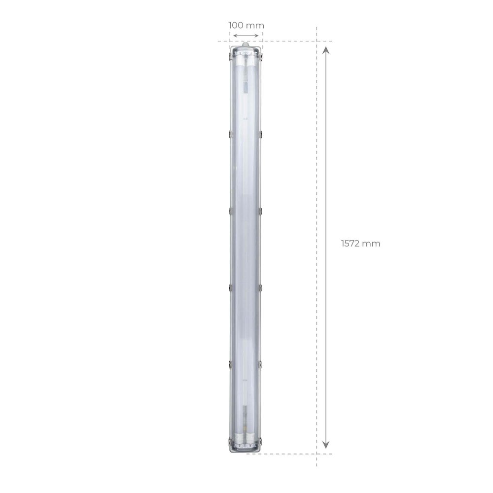 Ledvion Plafoniera Tubo LED da 150 cm - Stagna - 2x28W - 10360 Lumen - 4000K - Alta Efficienza - Etichetta Energetica B - IP65 - con 2 Tubi LED