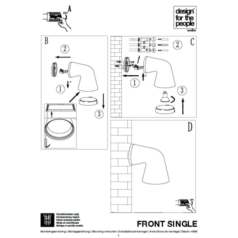 Nordlux Applique da Esterno Nero - Attacco GU10 - IP44 - Front Single