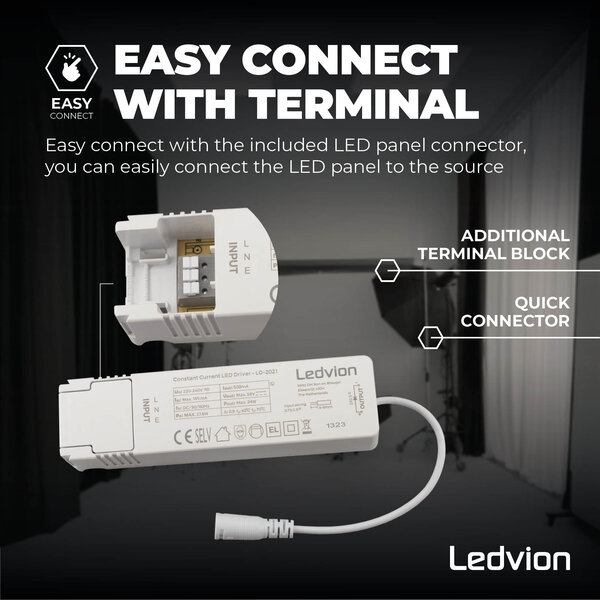Ledvion 6x Pannello LED 60x60 - UGR <19 - 24W - 210 Lm/W - 6500K - 5 anni di garanzia - Classe energetica A