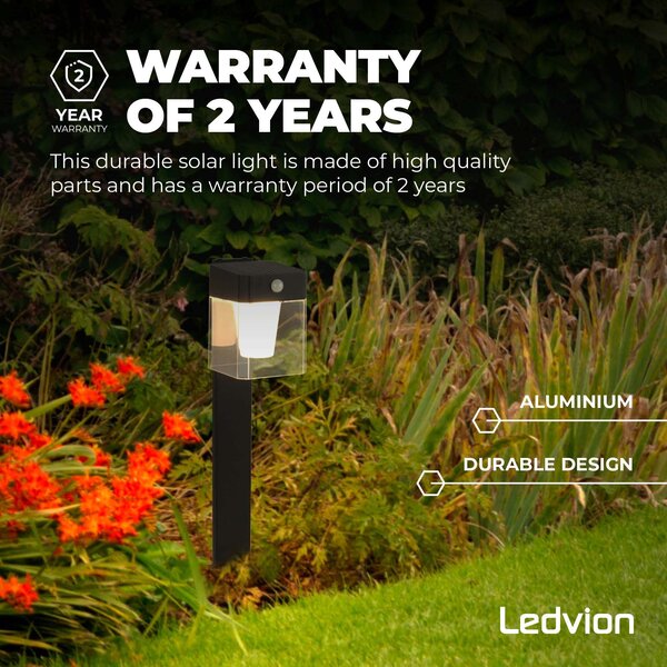 Ledvion Lampada da Terra da Esterno Solare con Sensore di Movimento - Nero - IP44