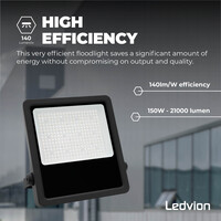 Ledvion Lumileds Proiettore LED - 150W - 21.000 Lumen - 6000K - Lente asimmetrica - 5 anni di garanzia