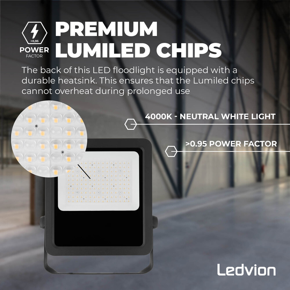 Ledvion Lumileds Proiettore LED - 100W - 14.000 Lumen - 4000K - Lente asimmetrica - 5 anni di garanzia