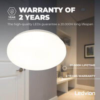 Ledvion Plafoniera da Soffitto - 12W - 3000K - 1200 Lumen - Ø22 CM