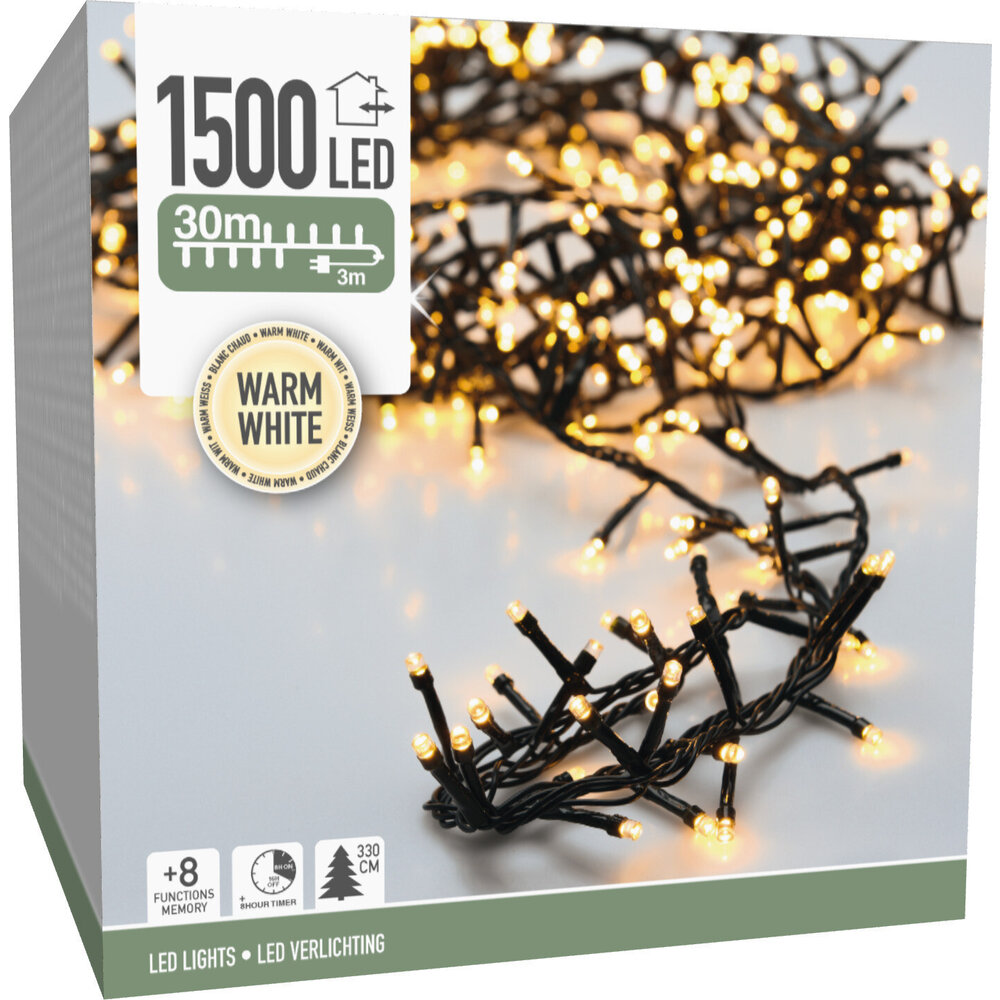 Lampadashop 24M Luci di Natale da esterno - Catena Luminosa LED - 1200 LED - Bianco Caldo