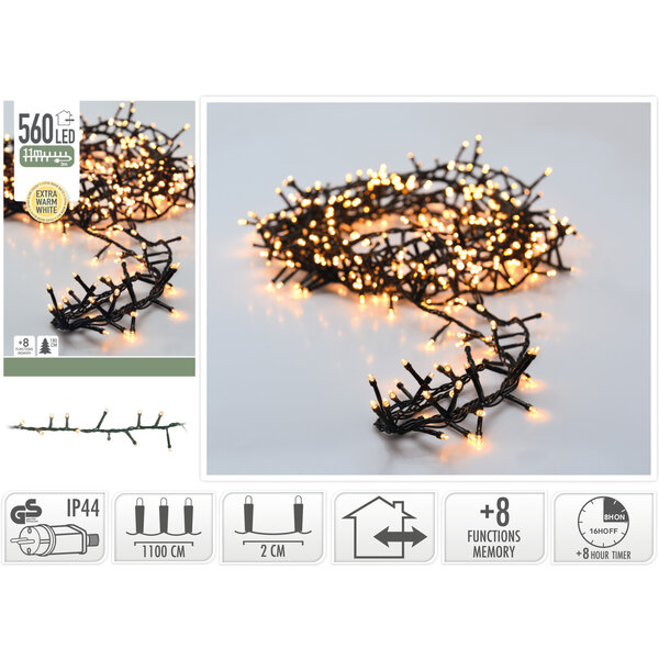 Lampadashop 11M Luci di Natale da esterno - Catena Luminosa LED - 560 LED - Bianca Extra Calda