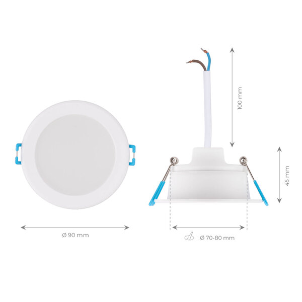 Ledvion Downlight LED 5W - 4000K - 450 Lumen - Ø90 mm