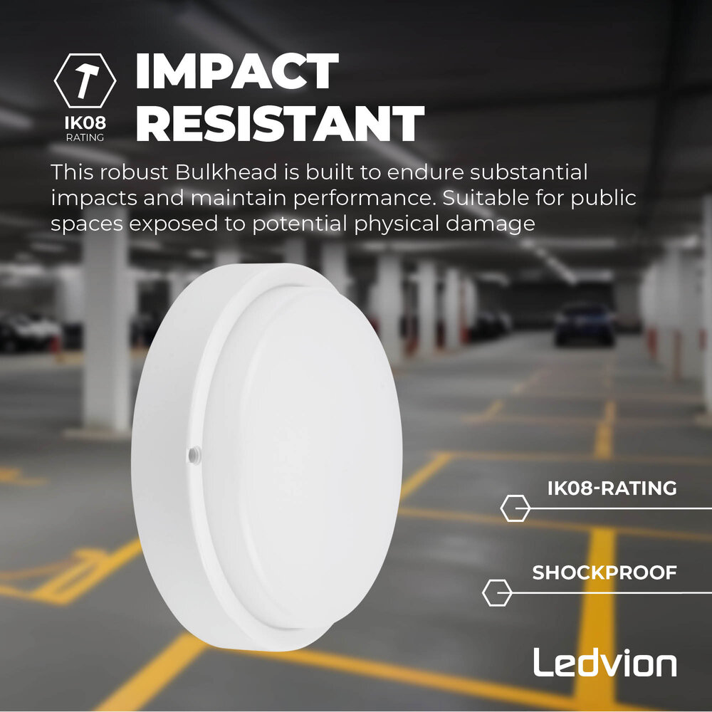 Ledvion LED Bulkhead Ø22 CM - Plafoniera - 10W - CCT - 1000 Lumen - Bianco - IP65 Impermeabile - 5 anni di garanzia