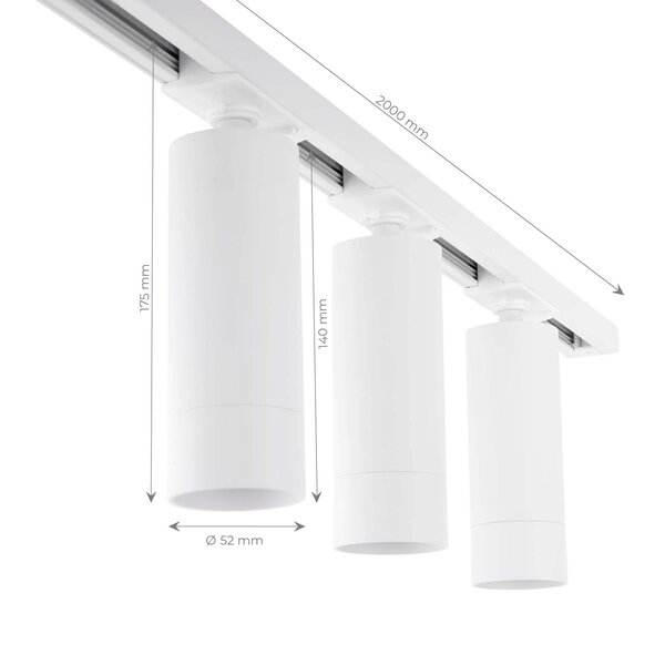 Ledvion 2m Illuminazione a Binario LED - 4 Faretti GU10 - Dimmerabile - Binario Monofase - Bianco