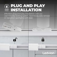 Ledvion 2m Illuminazione a Binario LED - 6 Faretti GU10 - 5W - 2700K - Dimmerabile - Binario Monofase - Bianco