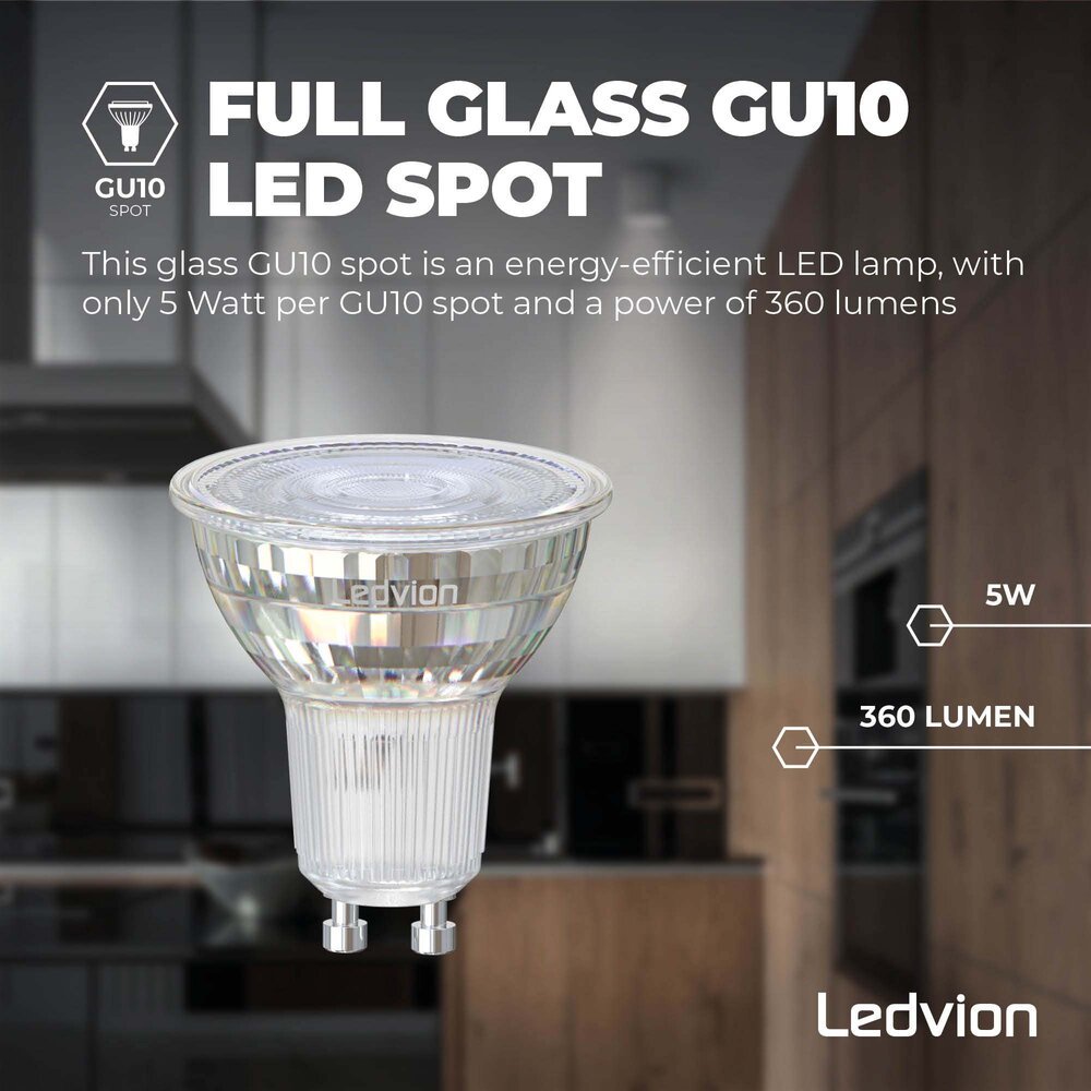 Ledvion Lampadina LED GU10 Da fioco a caldo - 5W - 2200-3000K