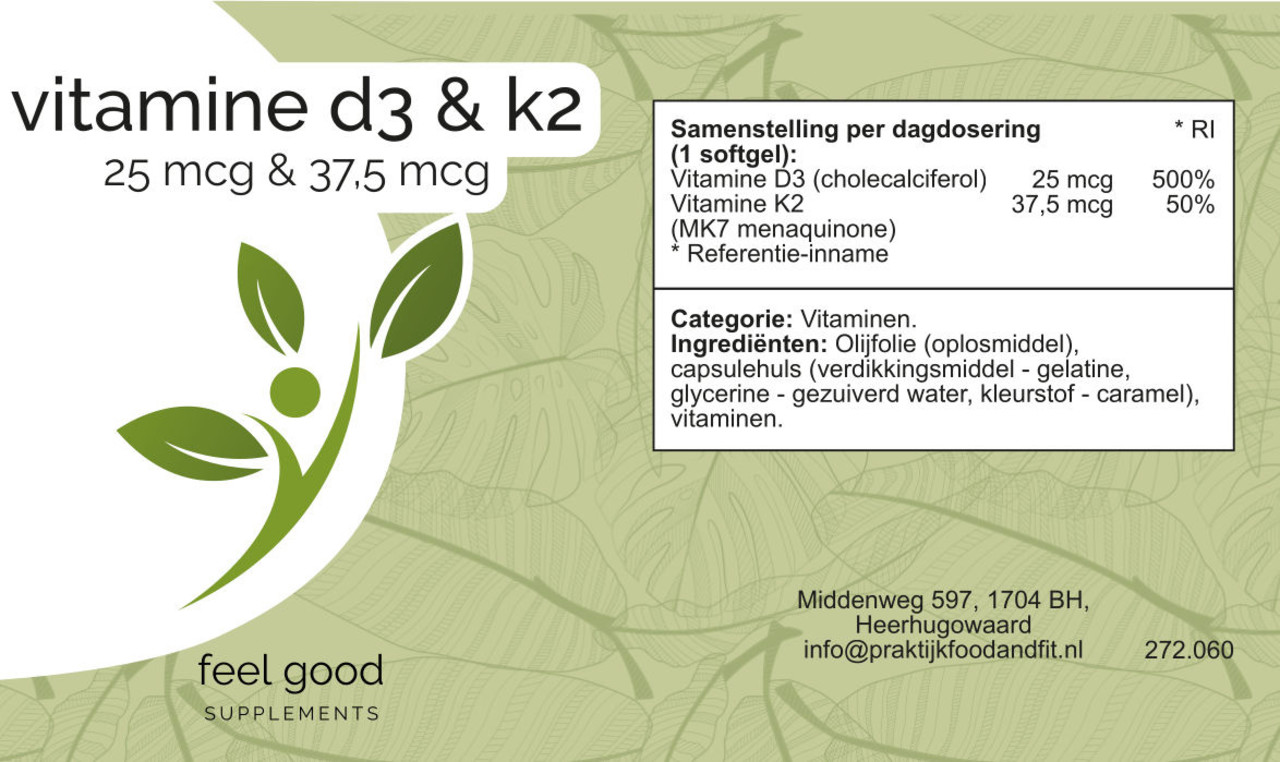 Vitamine D3 + K2  - 60 softgels
