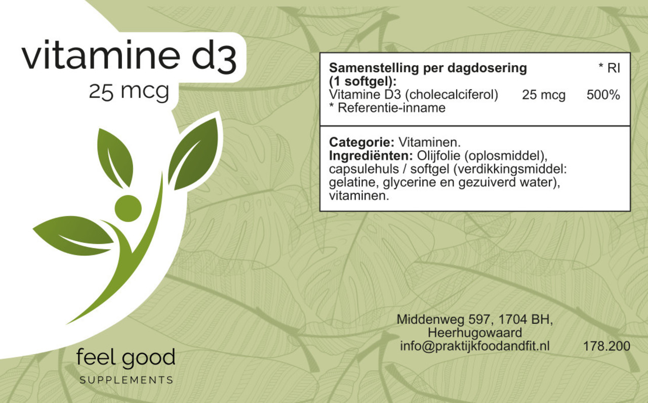 Vitamine D3 - 25 mcg - 200 Softgels