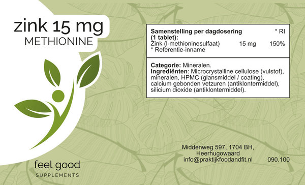 Zink Methionine 15mg  - 100 tabs  met