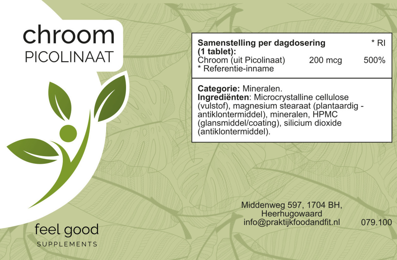 Chroom Picolinaat - 100 Tabletten Chroom Picolinaat - 100 Tabletten