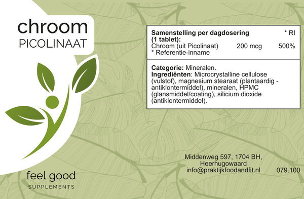 Chroom Picolinaat - 100 Tabletten Chroom Picolinaat - 100 Tabletten