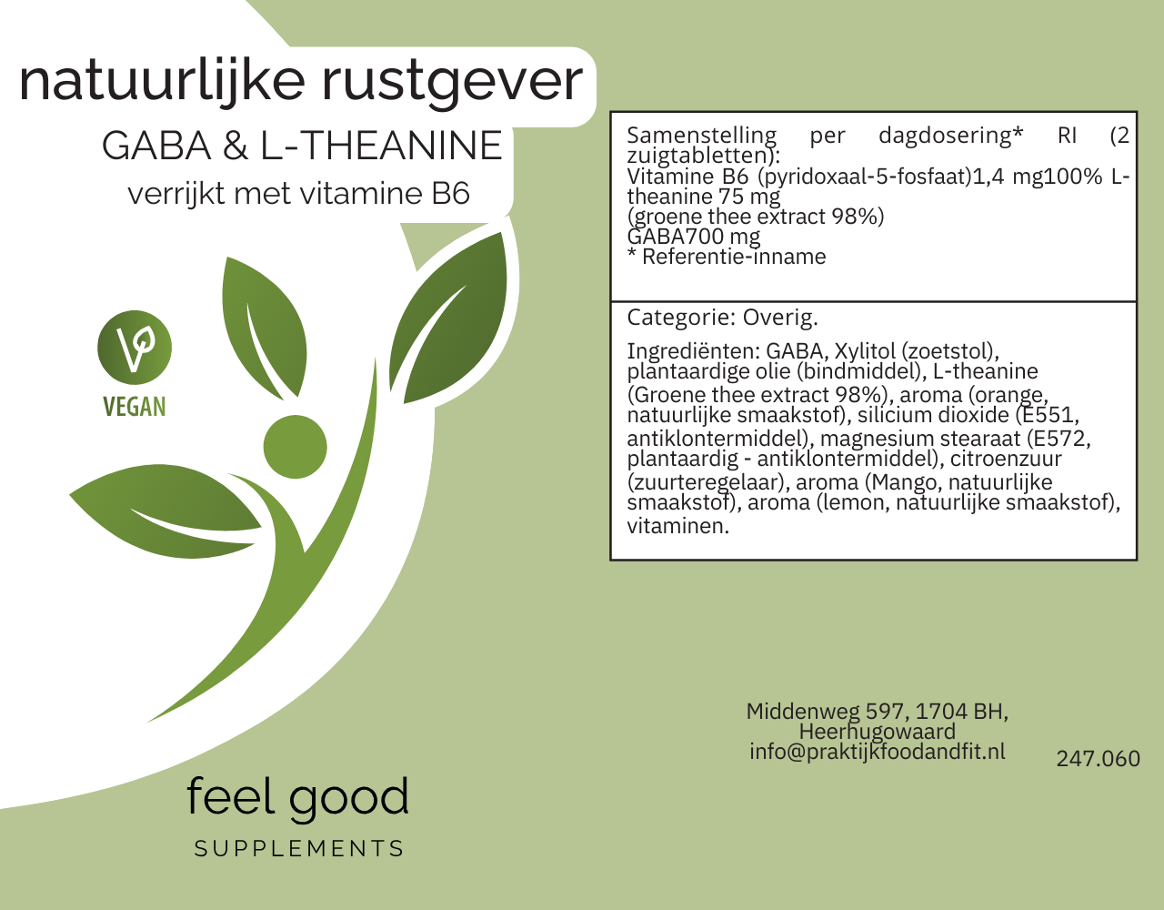 GABA & L-THEANINE - 60 zuigtabletten GABA & L-THEANINE - 60 zuigtabletten