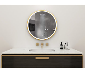 Bella Mirror Spiegel rond 80 cm met gouden frame, led verlichting en anti condens