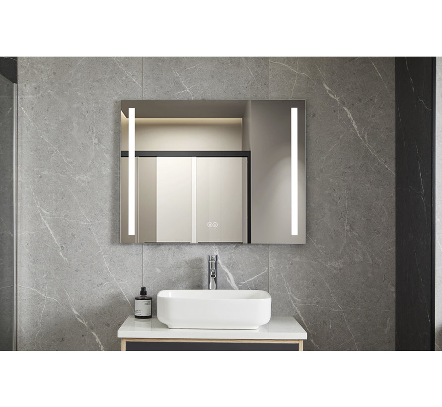 Miroir 60 x 100 cm sans cadre, éclairage LED encastré et anti-condensation
