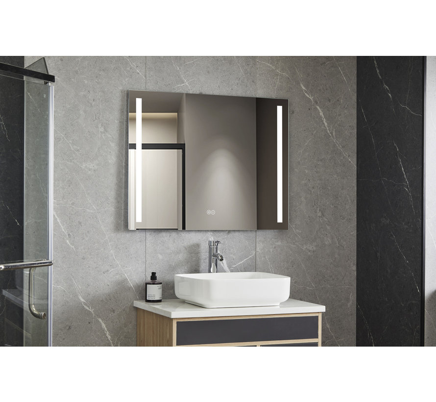 Miroir 60 x 100 cm sans cadre, éclairage LED encastré et anti-condensation