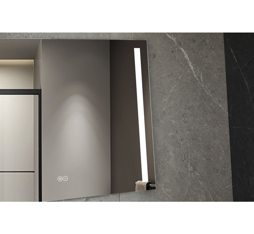 Miroir 60 x 100 cm sans cadre, éclairage LED encastré et anti-condensation