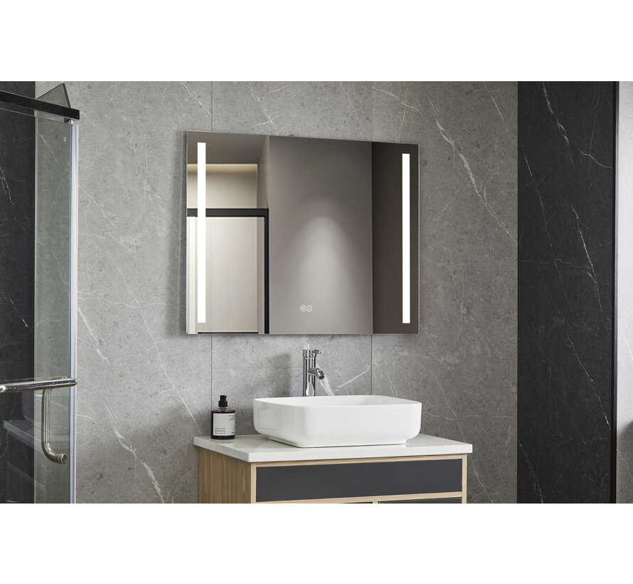 Miroir 60 x 120 cm sans cadre, éclairage LED encastré et anti-condensation