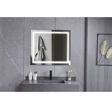 Bella Mirror Miroir 70 x 80 cm sans cadre, éclairage LED encastré et anti-condensation