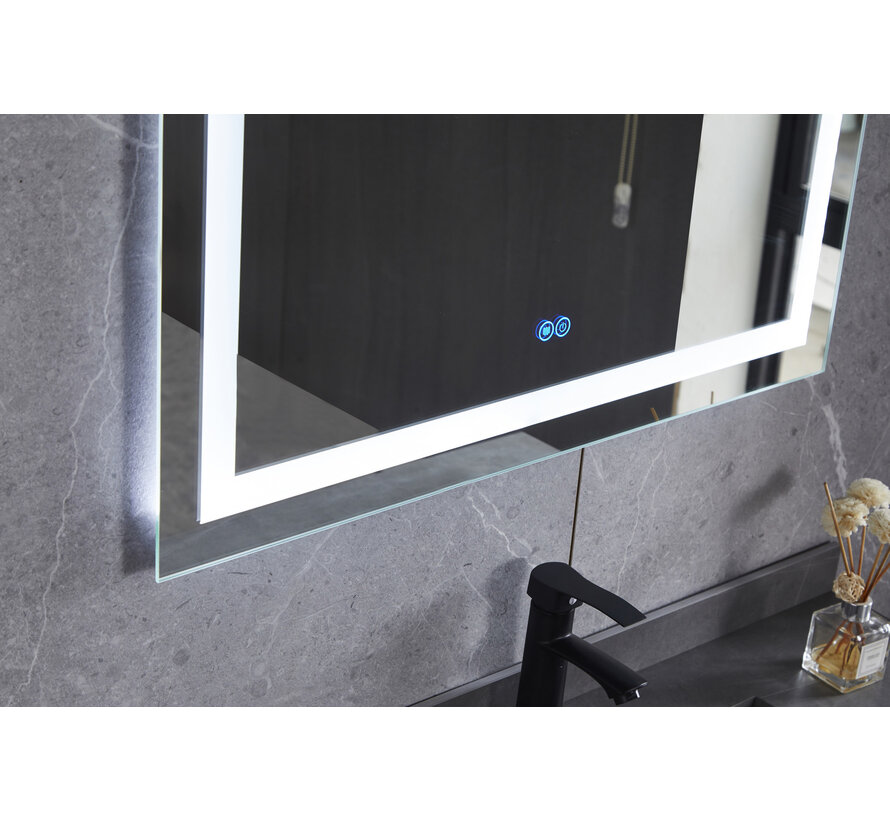 Miroir 70 x 80 cm sans cadre, éclairage LED encastré et anti-condensation