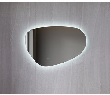 Miroir asymétrique organique avec éclairage LED et anti-condensation 120 cm de large et 75 cm de haut