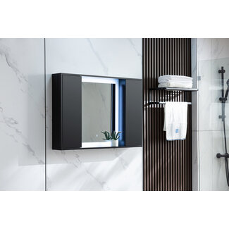 Bella Mirror Spiegelkast mat-zwart met led verlichting 120 (b) x 70 cm (h)