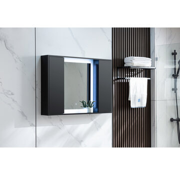 Bella Mirror Armoire de toilette noir mat avec éclairage LED 120 (l) x 70 cm (h)