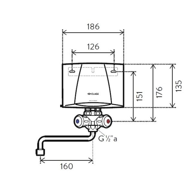 Clage M3/SMB E-mini chauffe-eau instantané set hydraulique 3.5 kW 230 V