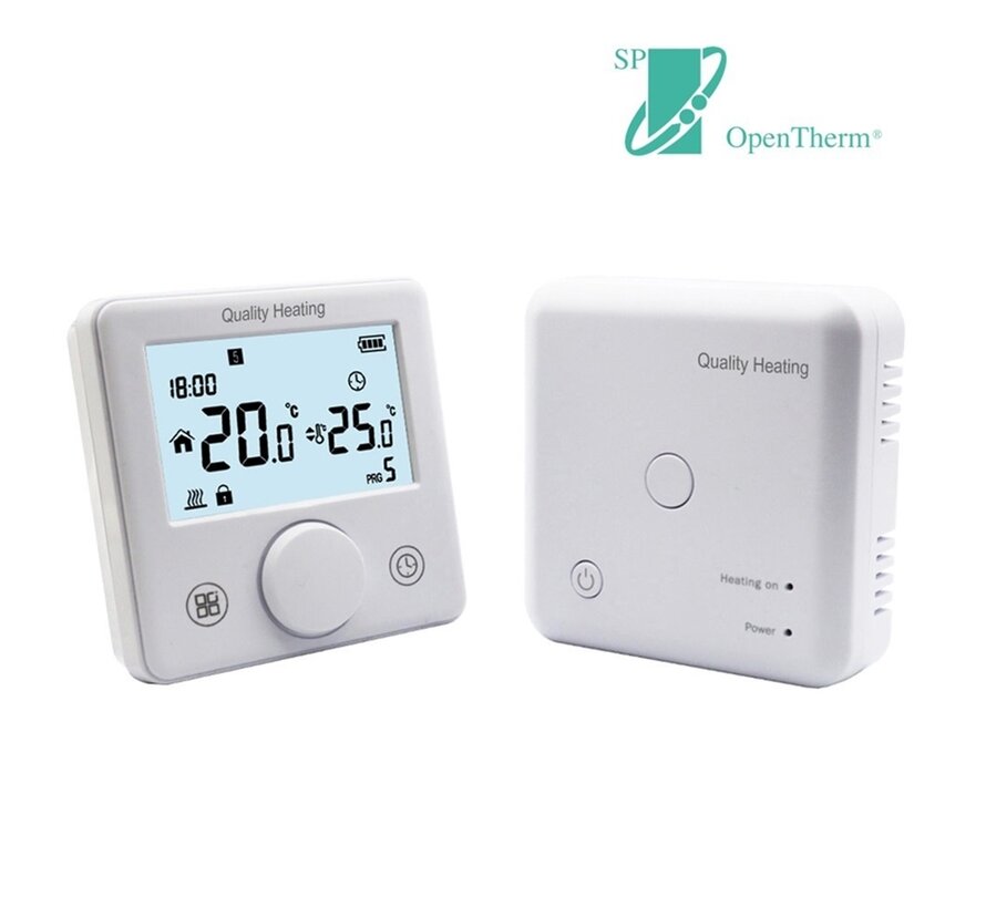 Horloge thermostat Wifi chauffage central chaudière sans fil - Digital - On/Off - Blanc QualityHeating