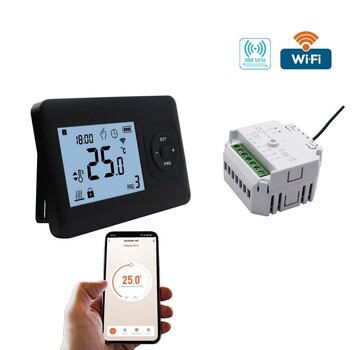 Quality Heating Thermostat noir WiFi QH-Basic avec récepteur encastré